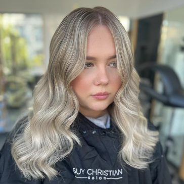 Blonde hair created by the Guy Christian hairdressing team